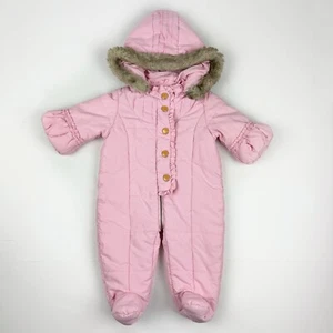 Juicy Couture Puffer Pram Bunting Baby Girls 6-9 Months PInk Winter Snowsuit - Picture 1 of 18