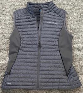 Eddie Bauer Quilted Goose Down Vest Womens Medium Gray EB 800 Pertex Quantum - Picture 1 of 9