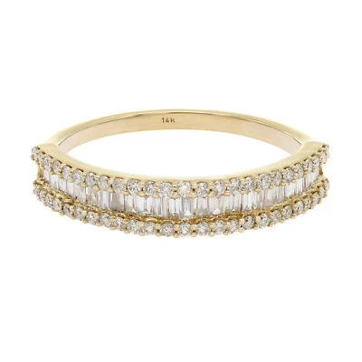 Baguette Round Cut Diamond Wedding Band Ring 14K Yellow Gold 0.47Cttw Size 6.25 - Image 1 of 4