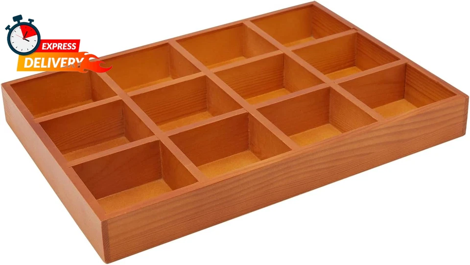 Juvale Wooden Drawer Organizer with 12 Compartments Divided Tray for Arts and C