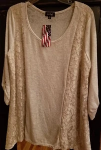 NWT Cal Style Women's Cream Lace Shirt(XL) - Picture 1 of 7