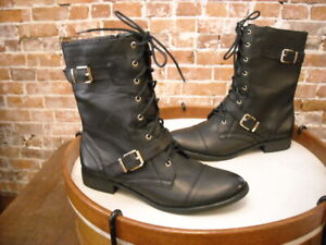 Sole Society Nessie Black Lace Up Combat Boot 6 SALE