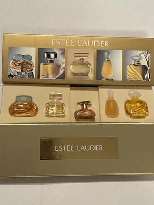 Set de regalo vintage de perfume Estee Lauder en caja lino blanco saber etc. Foto 1 de 4