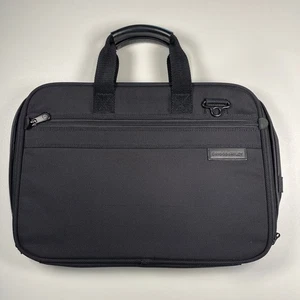 Briggs & Riley Travelware Black Laptop Briefcase Padded Interior Leather Trim - Picture 1 of 10