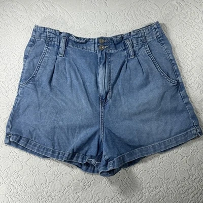 Pantalones Cortos American Eagle Para Mujer 14 Tiro Alto Denim Relajado Plisado Informal Bolsillos Foto 1 de 4