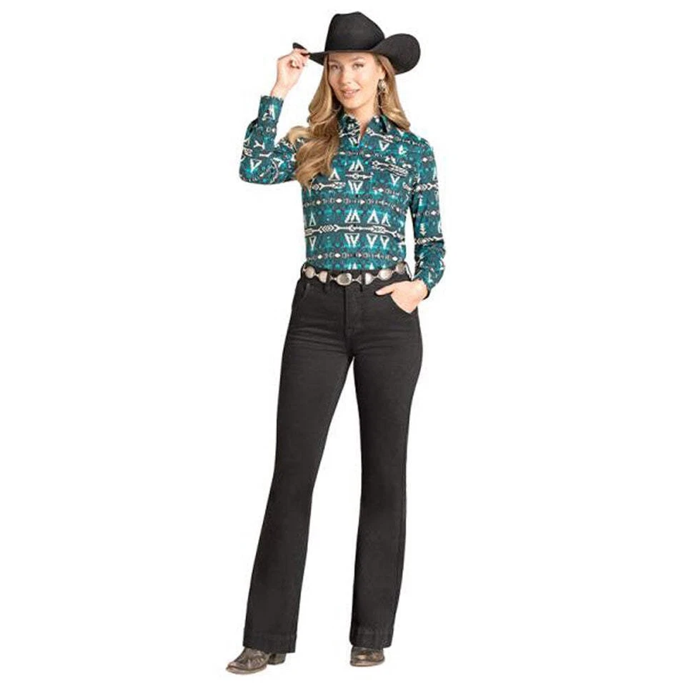 Camisa BWN2S07151 Rock & Roll Para Mujer Manga L Estampado Azteca Occidental a Presión Caribe Foto 1 de 1