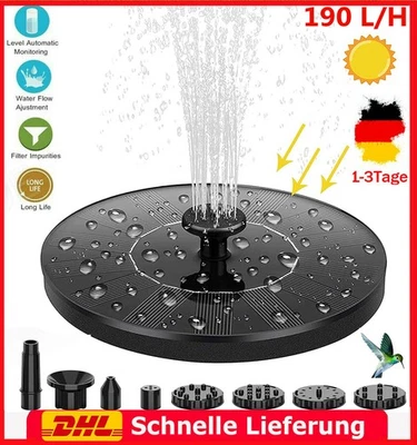 1,5W Solar Teichpumpe Solarpumpe Brunnenpumpe Gartenbrunnen Miniteich Brunnen - Bild 1 von 4