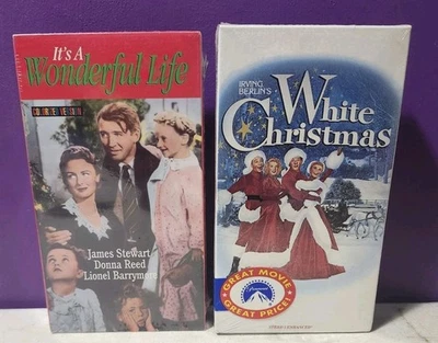 It's A Wonderful Life + White Christmas Pair Sealed VHS Tapes Crosby Stewart  - Image 1 of 4
