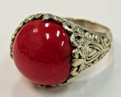 Anillo Bali Legacy Coral Esponja Plata de Ley 925 Talla 9.0 HH849 Foto 1 de 4