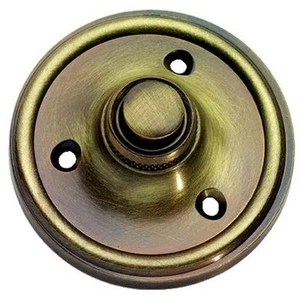 Solid Antique Brass Round Victorian style Door Bell Push / Switch (XL39) - Picture 1 of 1
