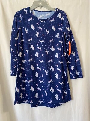 Wonder Nation девочек длинным рукавом сна платье ночная рубашка синий олень много размеров новый - Изображение 1 из 4