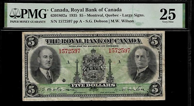 Canada $ 5 1935 PMG 25  P#6301802a Royal Bank of Canada Montreal, Quebec - Image 1 of 4
