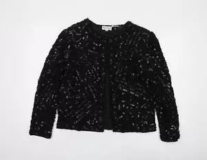 Frank Usher Women's Black Beaded Silk Jacket S - Picture 1 of 12