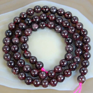 Wholesale Natural Dark Red Garnet Round Gems Loose Beads 3/4/6/8mm Strand - Picture 1 of 10