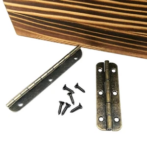 12/48X Antiguo Joyero Latón Regalo Vino Madera Estuche Caja Alargada Bisagra Larga - Imagen 1 de 8