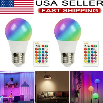 2 Pack RGB RGBW LED Bulb Light 16 Color Changing E27 Lamp + IR Remote Controller - Image 1 of 4