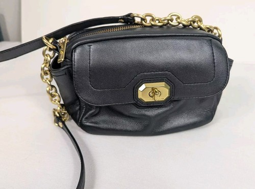 Borsa a tracolla Coach nera Campbell Turnlock in pelle per fotocamera tracolla tracolla a catena usata in ottime condizioni