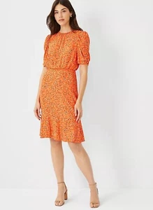 Robe étincelante orange fourreau à flanc tacheté Ann Taylor taille 8 NEUF AVEC ÉTIQUETTE - Photo 1/6