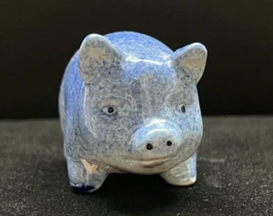 Mini Pig Blue Glazed Piggy Farm Decor Farmhouse Rustic Countryside Oink - Picture 1 of 10