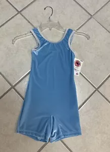 Kids Medium Lt Blue Gymnastics Or Dance Unitard Bodysuit Leotard NWT ! - Picture 1 of 2