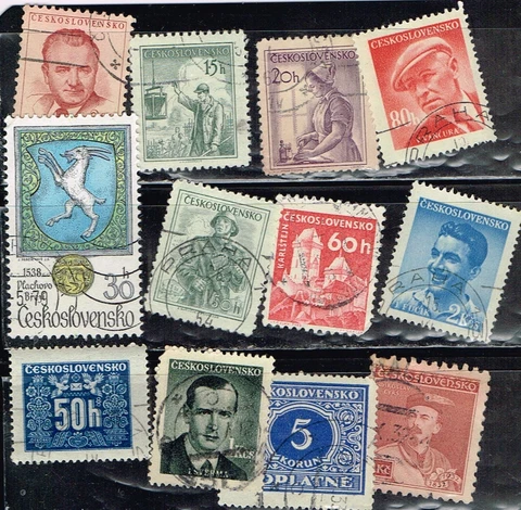 12 Assorted Cancelled Postage sTamps From Czechoslovakia (13-300) Cover