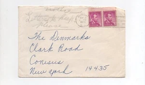 United States cover 1036 pair Dumont New Jersey to Conesus New York - Picture 1 of 2