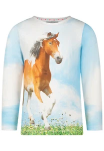 Salt and Pepper 33113845 camiseta manga larga camisa caballo caballos niña azul - Imagen 1 de 3