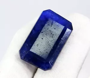Piedra preciosa suelta natural de 48,35 quilates de zafiro azul de Ceilán corte esmeralda - Imagen 1 de 11