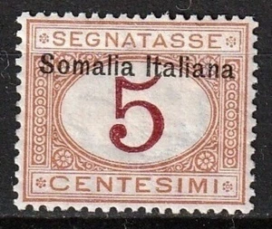 Italia- Colonie 1909 Somalia Segnatasse c.5 Mh* Sassone 12 - Foto 1 di 2