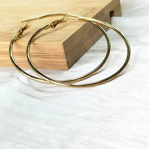 Schlichte runde Creolen 30 mm-70 mm Gold Rose Schwarz Silber Edelstahl - Bild 1 von 13