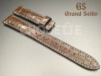 Correa de cuero marrón cocodrilo 19 mm con accionamiento de resorte Grand Seiko Heritage SBGA387 FABRICANTE DE EQUIPOS ORIGINALES Foto 1 de 4