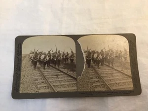 1904 Echt Foto Russische Soldaten Chinesische Kaisereisenbahn China Stereoansicht - Bild 1 von 2