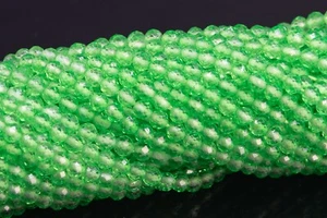 3MM Natural Green Crystal Quartz Beads AAA Faceted Round Loose Beads 15" - Picture 1 of 3