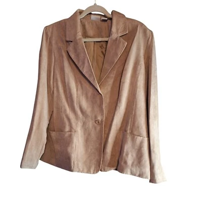 Chaqueta Blazer Marrón Mujer XL Imitación Gamuza 2 Botones Western Boho Trabajo Oficina Otoño Foto 1 de 4