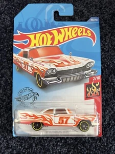 Hot Wheels 2020 '57 Plymouth Fury White #168 HW Flames 2/10 New Long Card - Picture 1 of 4