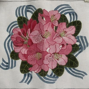 Deborah Shappelle Handpainted Needlepoint Canvas 13ct Pink Lily Bouquet Design - Picture 1 of 11