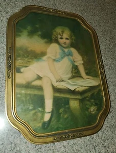 ANTIQUE 20s SWEETHEART PRINT  EDOUARD CABANA BARBOLA~GOLD Gesso Wood Frame! - Picture 1 of 6