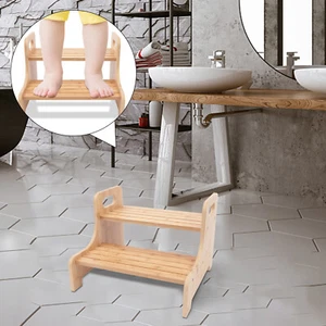 New 2 Layers Bed Steps Adults Stairs Ladder 2 Steps Wooden Kitchen Home Stool - Picture 1 of 9