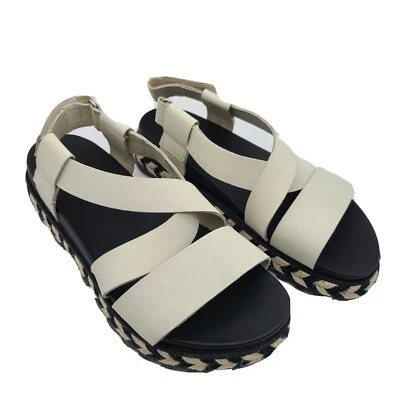 Sandalias Sorel con cordones Roaming EE. UU. 6 alpargata de cuero blanco roto planas nuevas Foto 1 de 4