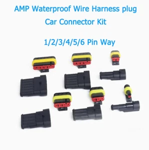 AMP Electrical Waterproof Wire Harness Plug Car Connector Kit 1/2/3/4/5/6P Way - Picture 1 of 20