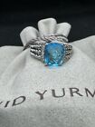 David Yurman Petite Wheaton Ring with Blue Topaz and Diamond Size 7.5
