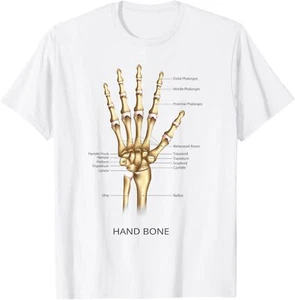 Funny Anatomy Hand Bone Human Anatomical Science Education T-Shirt Hoodie - Picture 1 of 11
