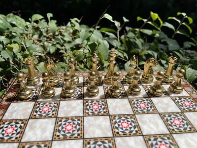 Vip Chess Set w Unique Chessboard - Handmade Chess Pieces - Wooden Chessboard - Image 1 of 4