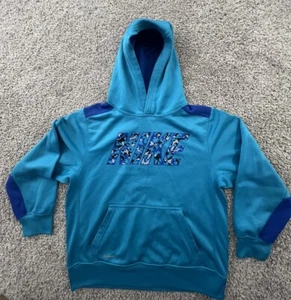 Nike Therma Fit Swoosh Logo Hoodie Blue Sweatshirt Youth Size Large - Picture 1 of 9