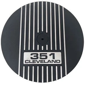 Ford 351 Cleveland (Black Logo) - 13" Round Air Cleaner Kit - Black - Ansen USA - Foto 1 di 7