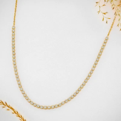 Женское сертифицированное теннисное ожерелье ошейник с выращенными в лаборатории бриллиантами 1,5 карата 16 дюймов серебро - Изображение 1 из 4