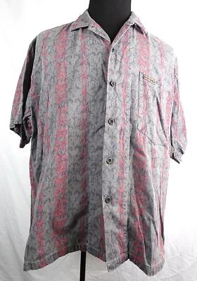 Local Motion Gray Tribal Button-Up Cotton Twill Shirt S/S L Made in Hawaii, USA - Image 1 of 2