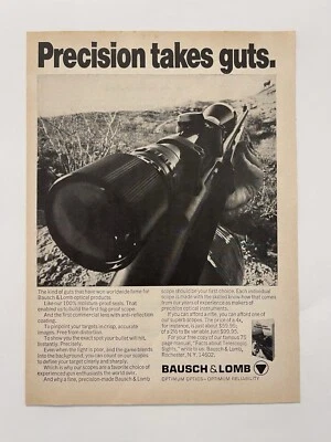 Miras de caza Bausch & Lomb 1971 vintage anuncio impreso precisión toma agallas Foto 1 de 3
