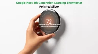 Google Nest 4th Generation Learning Thermostat GA05551-US POLISHED SILVER - Image 1 of 4