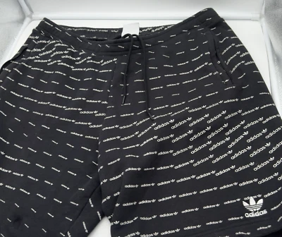 adidas ORIGINALS MEN'S XL GRAPHIC MONOGRAM SHORTS BLACK WHITE TREFOIL RETRO OG - Image 1 of 4